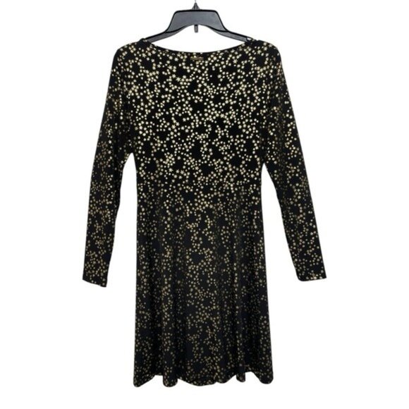 Michael Kors Black & Gold Metallic Stars Print Dress Size S - Picture 4 of 11